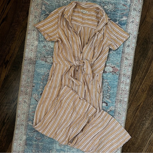 Toad&Co Taj Short Sleeve Jumpsuit in Sunset Stripe | size small - Picture 4 of 7